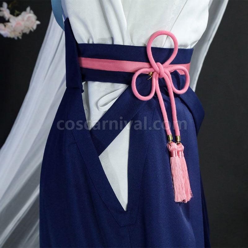 Genshin Impact Kamisato Ayaka Tsubaki in Thawing Snow Kimono Cosplay Costumes coscarnival01115612