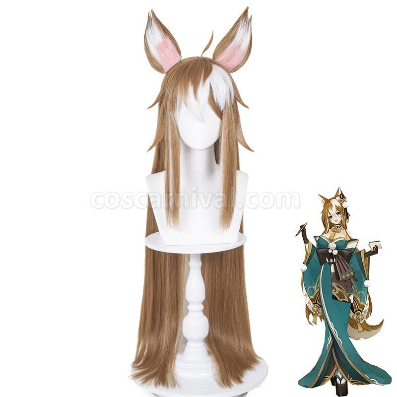 Genshin Impact Miss Hina Inugami Cosplay Wigs coscarnival01118371