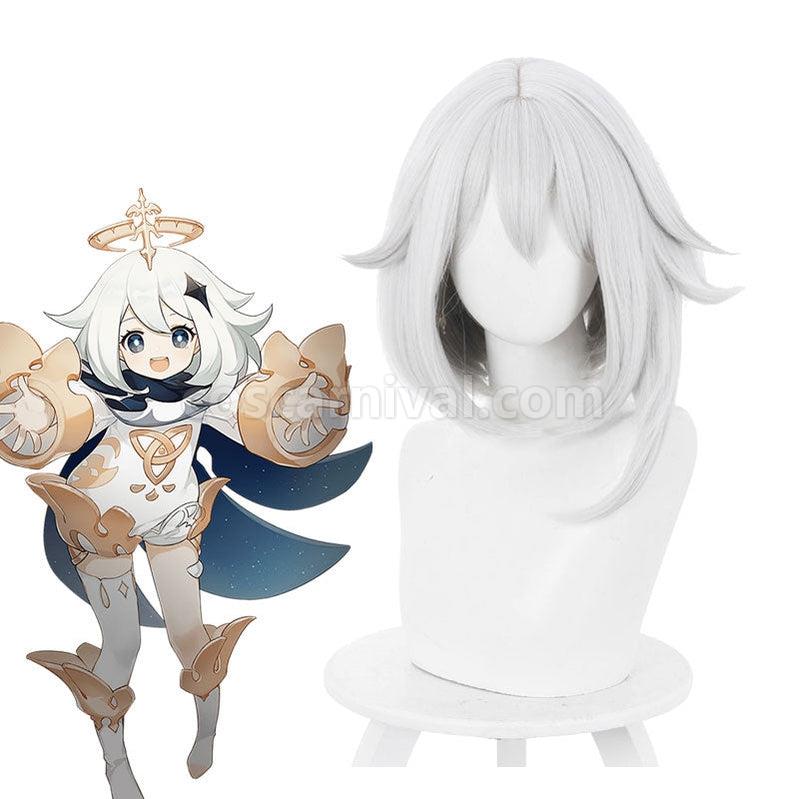 Genshin Impact Paimon Gray White Short Cosplay Wig coscarnival011113700