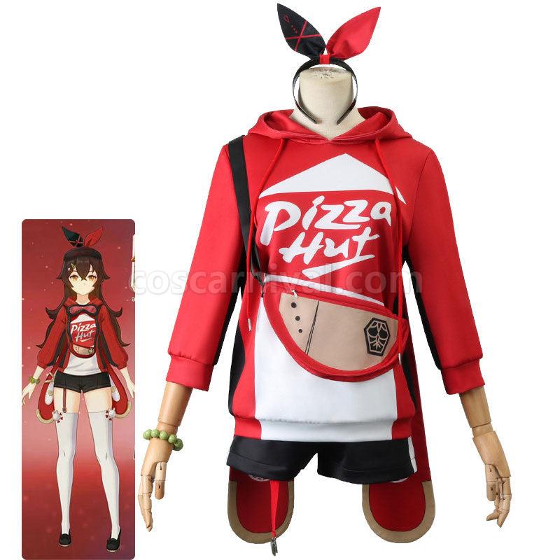 Genshin Impact Pizza Hut Amber Cosplay Costumes coscarnival01112283