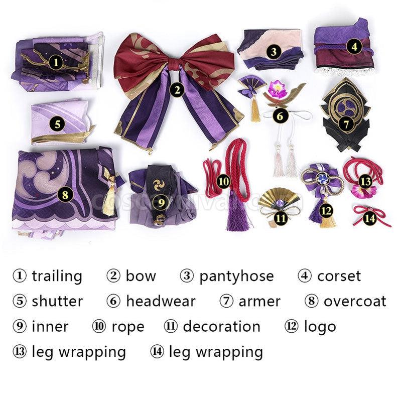 Genshin Impact Raiden Shogun Fullset Cosplay Costumes coscarnival011110680
