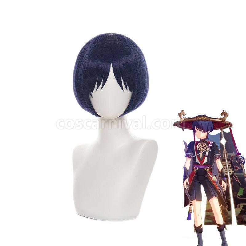 Genshin Impact Scaramouche Blue Short Cosplay Wigs coscarnival011110234