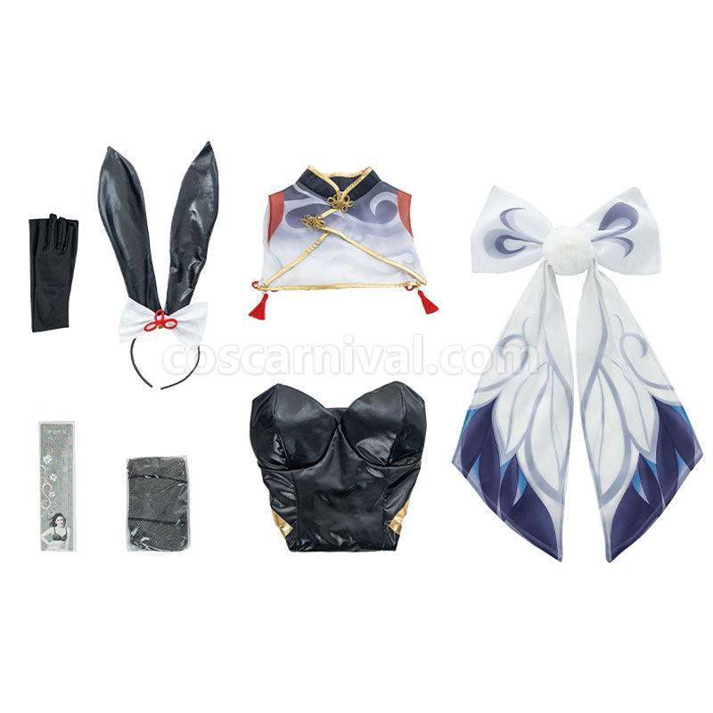 Genshin Impact Shenhe Bunny Girl Cosplay Costumes coscarnival01114601