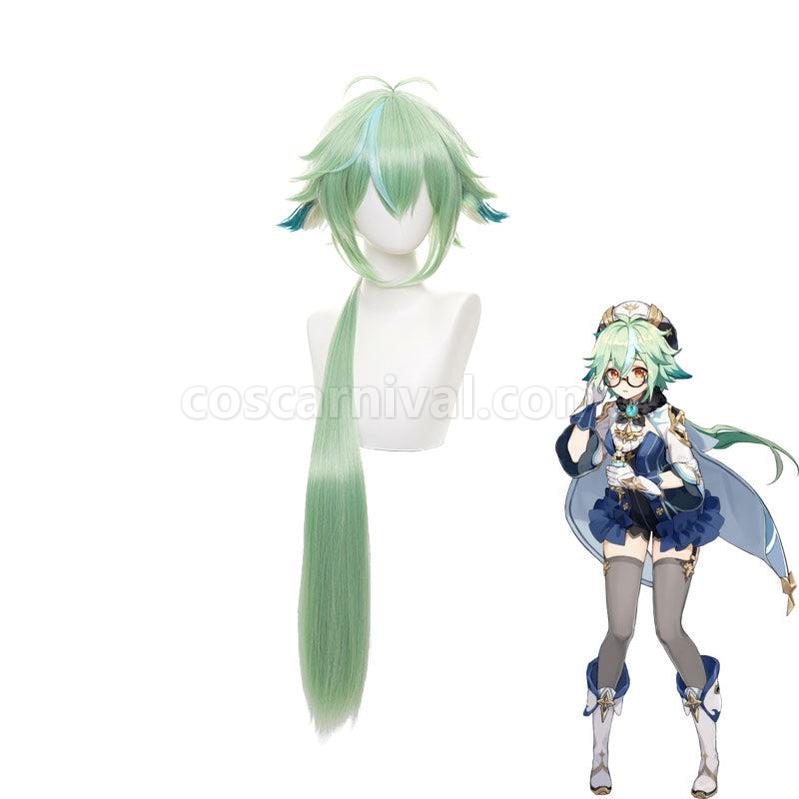 Genshin Impact Sucrose Long Fluorescent Green Cosplay Wigs coscarnival011111293