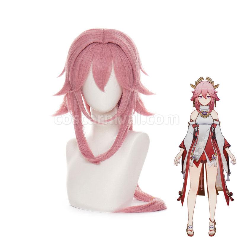 Genshin Impact Yae Miko Pink Halloween Cosplay Wigs coscarnival01119477