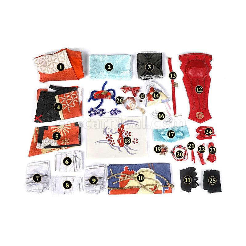 Genshin Impact Yoimiya Xiaogong Fullsuit Cosplay Costumes coscarnival011111166