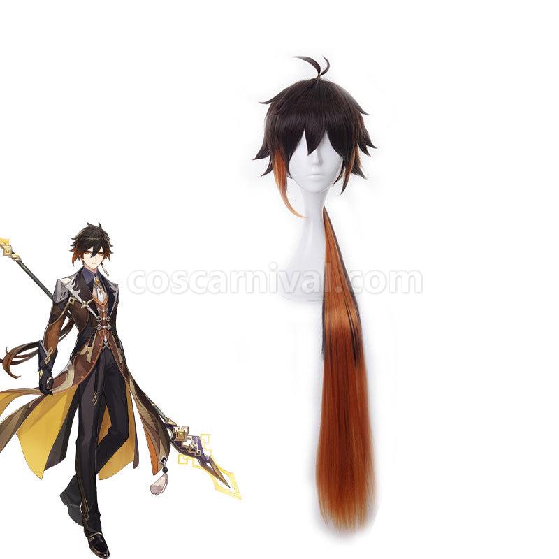 Genshin Impact Zhongli Dark brown Long Cosplay Wigs coscarnival01119111