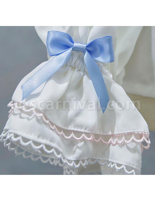 Girlish Heart Series Printing Doll Collar Sweet Lolita White Long Sleeve Bowknot Shirt coscarnival