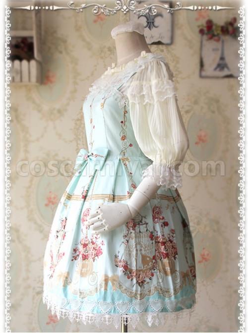 Glass Stripe Big Bubble Sleeve Lolita Milky White Half Sleeves Shirt coscarnival