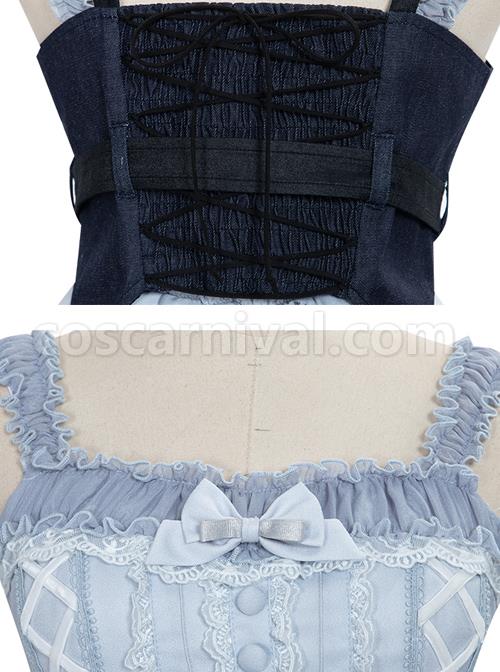 Gloomy Doll Series JSK Gothic Lolita Light Blue Sling Dress coscarnival