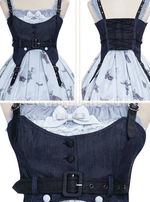 Gloomy Doll Series JSK Gothic Lolita Light Blue Sling Dress coscarnival