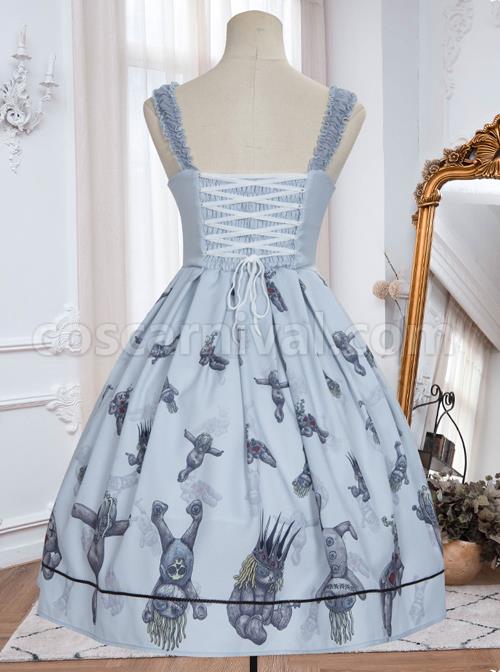 Gloomy Doll Series JSK Gothic Lolita Light Blue Sling Dress coscarnival