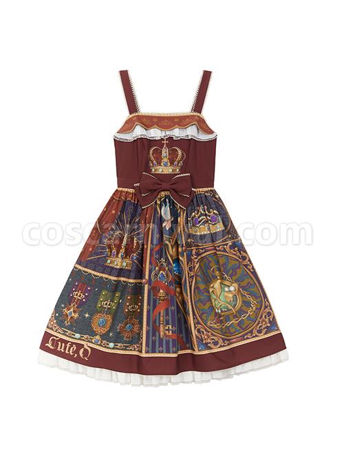 Glory-Book-Series-Vintage-Crown-Jewels-Pattern-Print-Classic-Lolita-Bow-Knot-Sling-Dress-coscarnival-2752