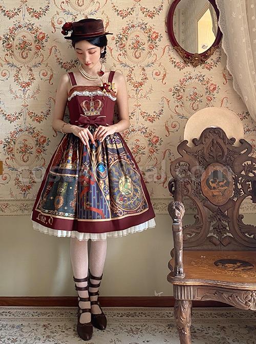 Glory-Book-Series-Vintage-Crown-Jewels-Pattern-Print-Classic-Lolita-Bow-Knot-Sling-Dress-coscarnival-2779