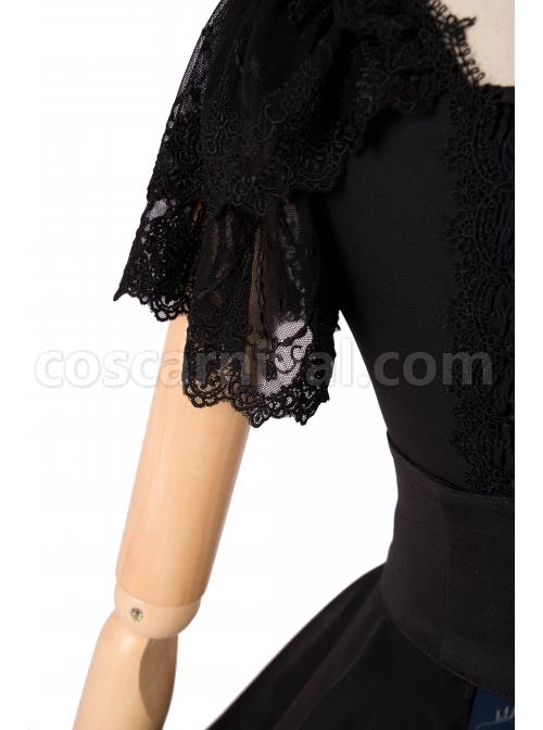 God Redemption Series OP Dark Double Chiffon Pleats Cross Skull Print Black Girdle Design Gothic Lolita Short Sleeve Dress Set coscarnival