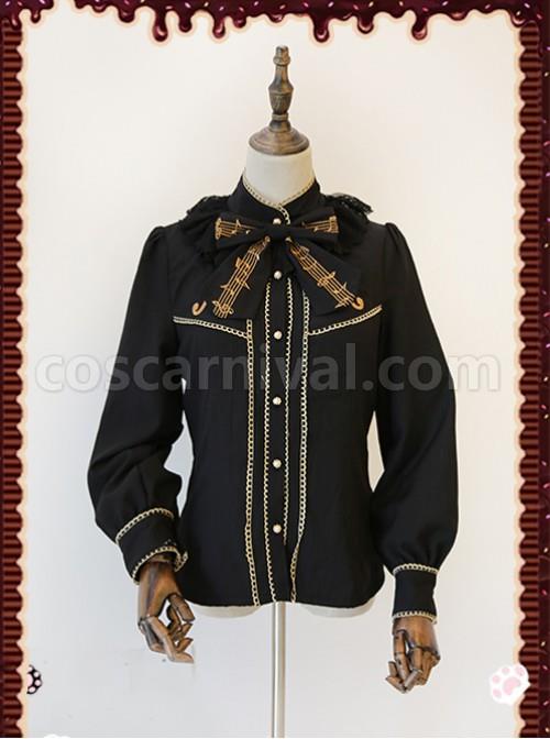 Gold Strings Series Black Thickened Lolita Long Sleeve Shirt coscarnival