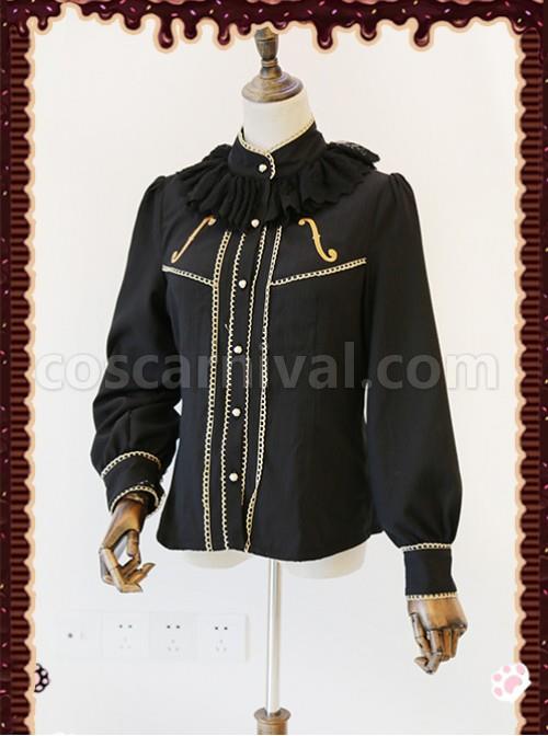 Gold Strings Series Black Thickened Lolita Long Sleeve Shirt coscarnival