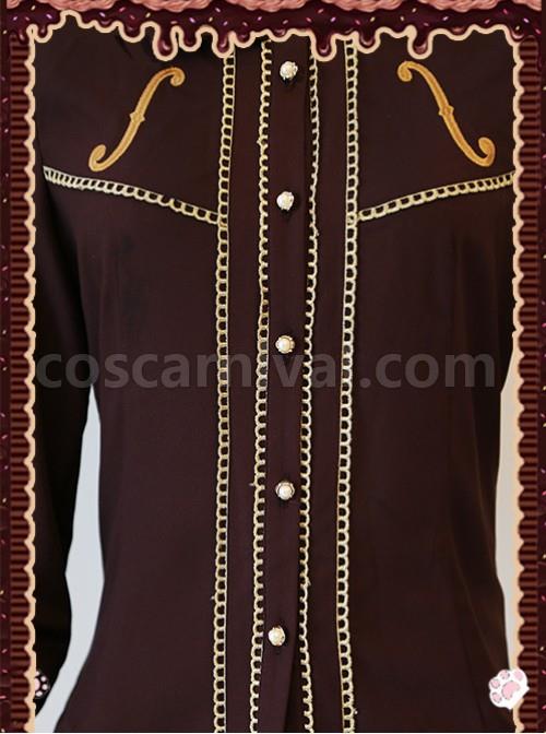 Gold Strings Series Coffee Color Thickened Chiffon Lolita Long Sleeve Shirt coscarnival