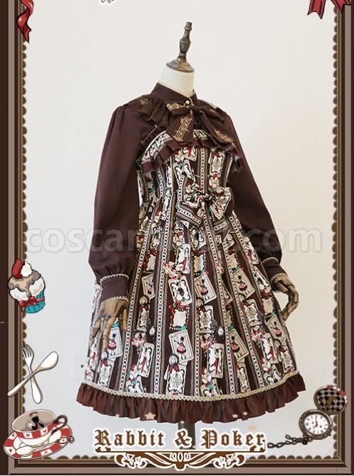 Gold Strings Series Coffee Color Thickened Chiffon Lolita Long Sleeve Shirt coscarnival