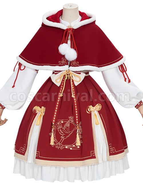 Golden-Crane-Returns-Series-OP-Chinese-Style-Classic-Lolita-Long-Sleeve-Dress-And-Cape-coscarnival-1649