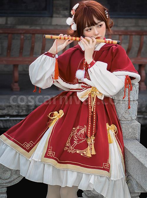 Golden-Crane-Returns-Series-OP-Chinese-Style-Classic-Lolita-Long-Sleeve-Dress-And-Cape-coscarnival-1661