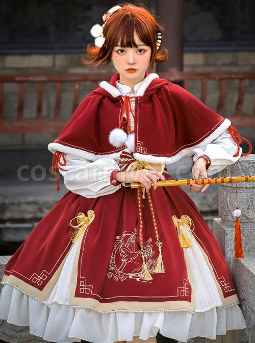 Golden-Crane-Returns-Series-OP-Chinese-Style-Classic-Lolita-Long-Sleeve-Dress-And-Cape-coscarnival-1664