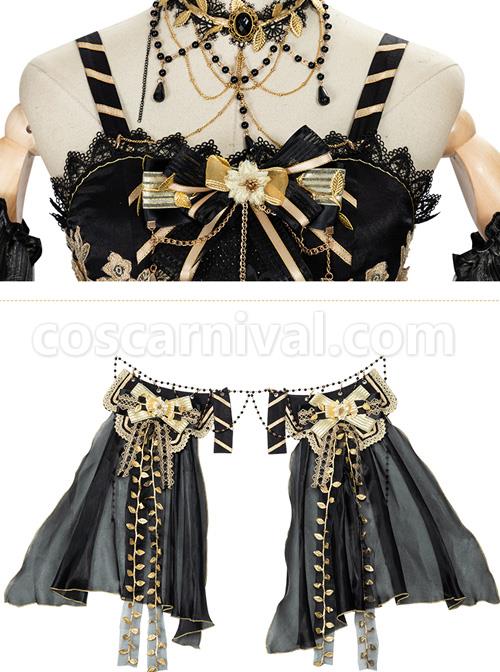 Golden Lily Series JSK Retro Elegant Palace Style Gothic Lolita Black And Golden Sling Dress coscarnival