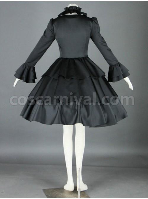 Gorgeous Black Long Sleeves Cotton Gothic Lolita Dress coscarnival