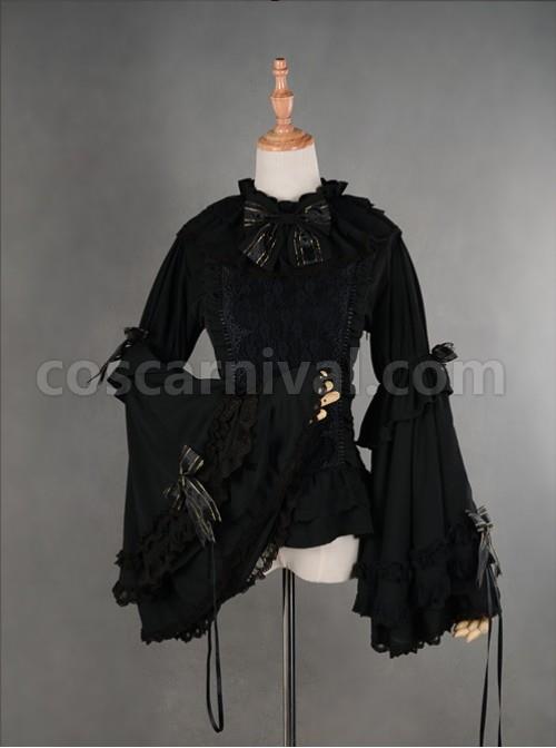 Gorgeous Flare Sleeve Black Bowknot Lolita Blouse coscarnival