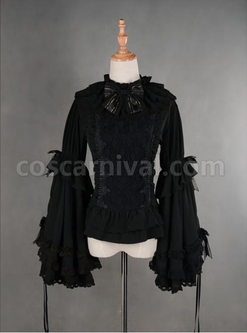 Gorgeous Flare Sleeve Black Bowknot Lolita Blouse coscarnival