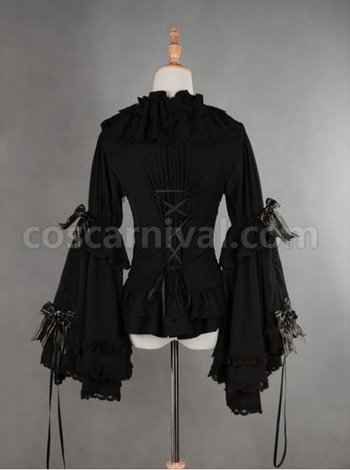 Gorgeous Flare Sleeve Black Bowknot Lolita Blouse coscarnival