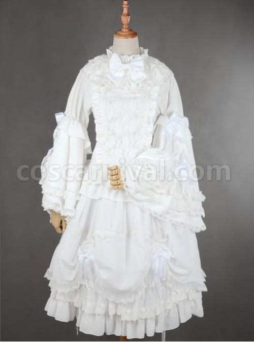 Gorgeous Flare Sleeve White Bowknot Lolita Blouse coscarnival