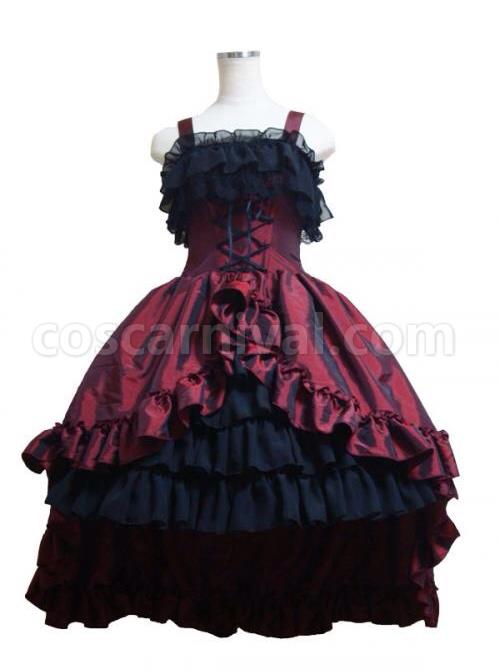 Gorgeous Lace Bind Strap Gothic Lolita Sling Dress coscarnival