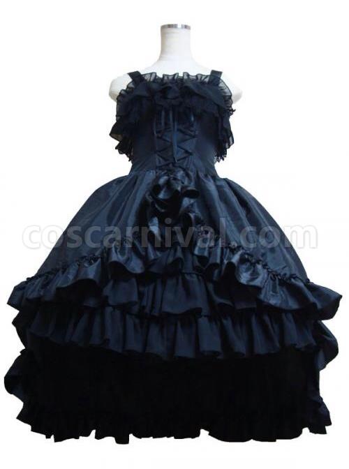 Gorgeous Lace Bind Strap Gothic Lolita Sling Dress coscarnival