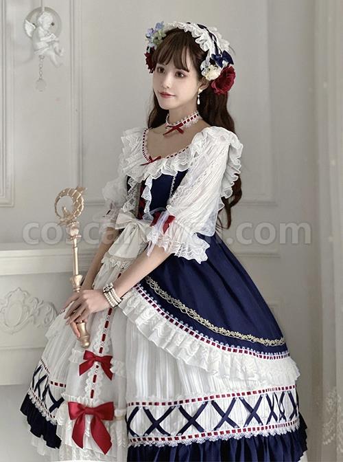 Gorgeous-Lace-Bow-Knot-Ribbons-Decorate-Paneled-Multi-Layer-Hem-Classic-Lolita-Short-Sleeve-Dress-coscarnival-2743