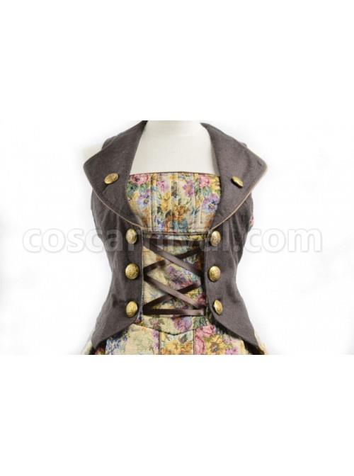 Gothic Floral Lace Trim Terylene Sleeveless Lolita Dress coscarnival