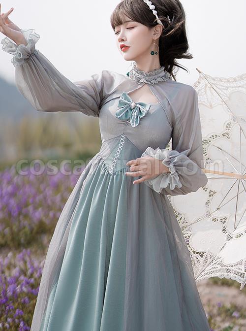 Gray-Blue-Chiffon-Elegant-JSK-Classic-Lolita-High-Waist-Long-Style-Dress-coscarnival-1103