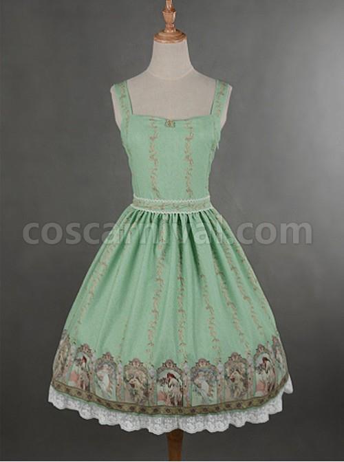 Green-Simple-Style-Lace-Hemline-Dress-coscarnival-757