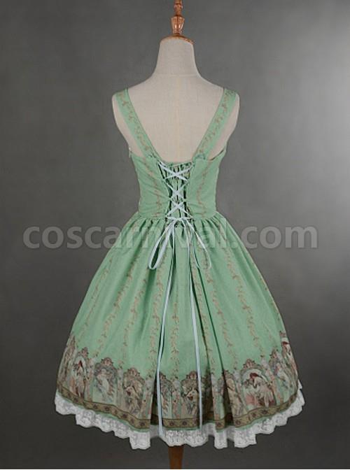 Green-Simple-Style-Lace-Hemline-Dress-coscarnival-763