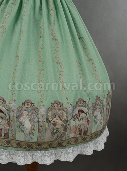 Green-Simple-Style-Lace-Hemline-Dress-coscarnival-773