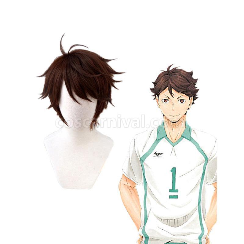 Haikyuu Aobajohsai High Oikawa Tooru Short Brown Cosplay Wigs coscarnival011117899
