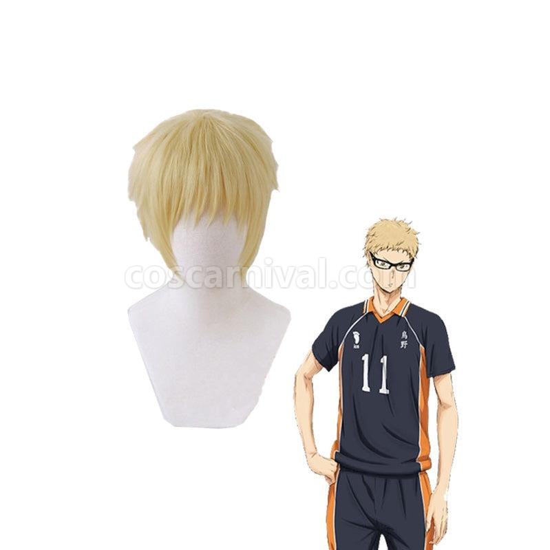 Haikyuu Kei Tsukishima Short Blond Cosplay Wigs coscarnival011117409