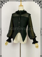 Halloween Black Little Standing Collar Lace Lolita Long Sleeve Shirt coscarnival
