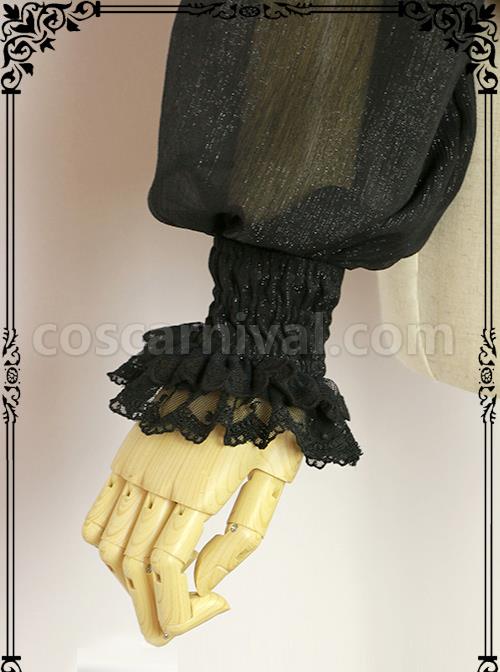 Halloween Black Little Standing Collar Lace Lolita Long Sleeve Shirt coscarnival