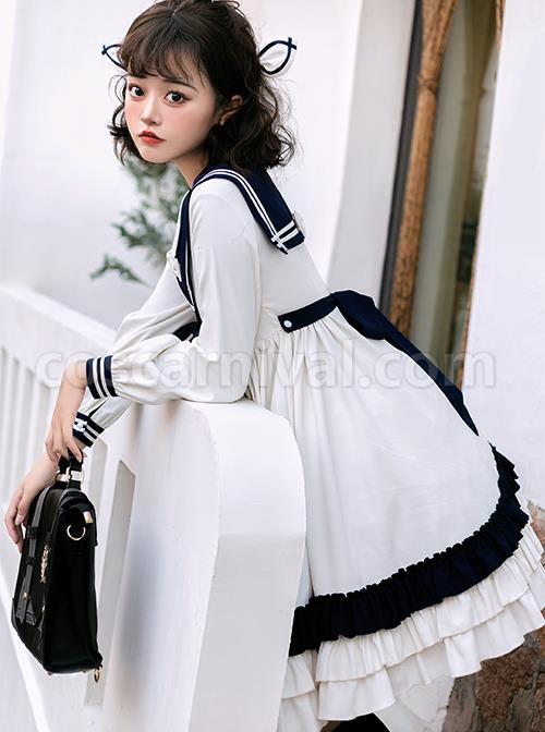 Heart-Route-Series-OP-White-Sailor-Suit-V-Neck-Design-Bow-Knots-Decoration-Long-Sleeve-Classic-Lolita-Dress-coscarnival-2720