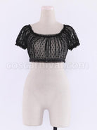 Heart-shaped Wave Point Lace Lolita Super Short Shirt coscarnival