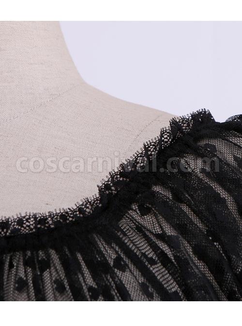 Heart-shaped Wave Point Lace Lolita Super Short Shirt coscarnival