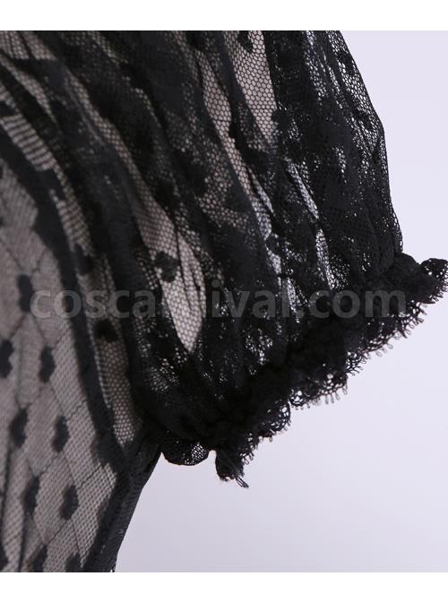 Heart-shaped Wave Point Lace Lolita Super Short Shirt coscarnival