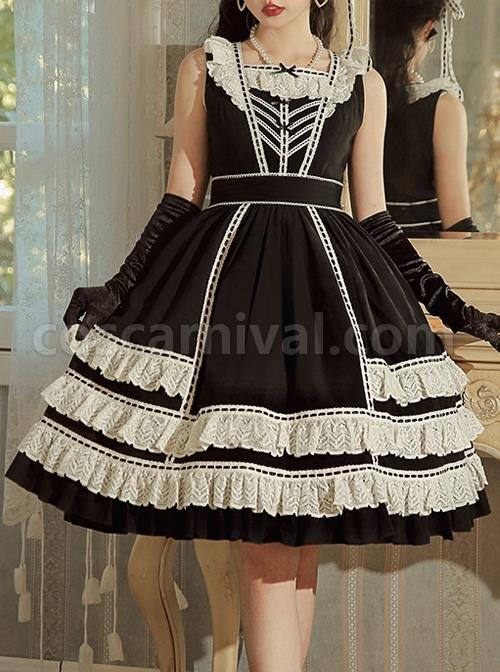 Heartbeat-Direction-Series-JSK-Summer-Black-A-shape-Mid-length-High-Waist-Style-Flying-Sleeves-Lace-Bow-Classic-Lolita-Sling-Dress-coscarnival-2665