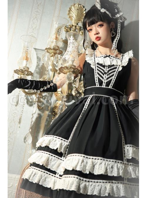 Heartbeat-Direction-Series-JSK-Summer-Black-A-shape-Mid-length-High-Waist-Style-Flying-Sleeves-Lace-Bow-Classic-Lolita-Sling-Dress-coscarnival-2684